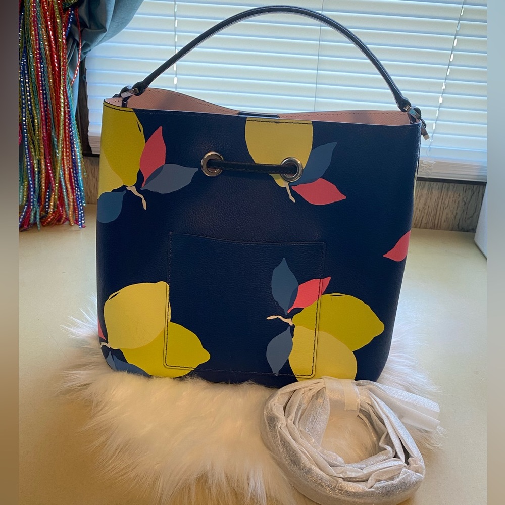 EUC Kate spade New York Eva lemon zest bucket bag/ crossbody - Picture 2 of 15